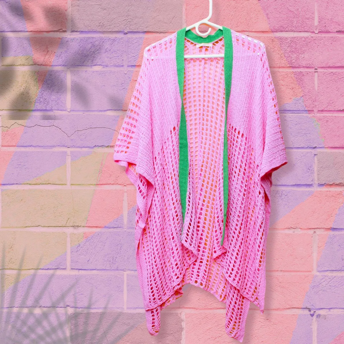 Alpha Kappa Alpha AKA Inspired Ruana Kimono Pink and Green Crochet