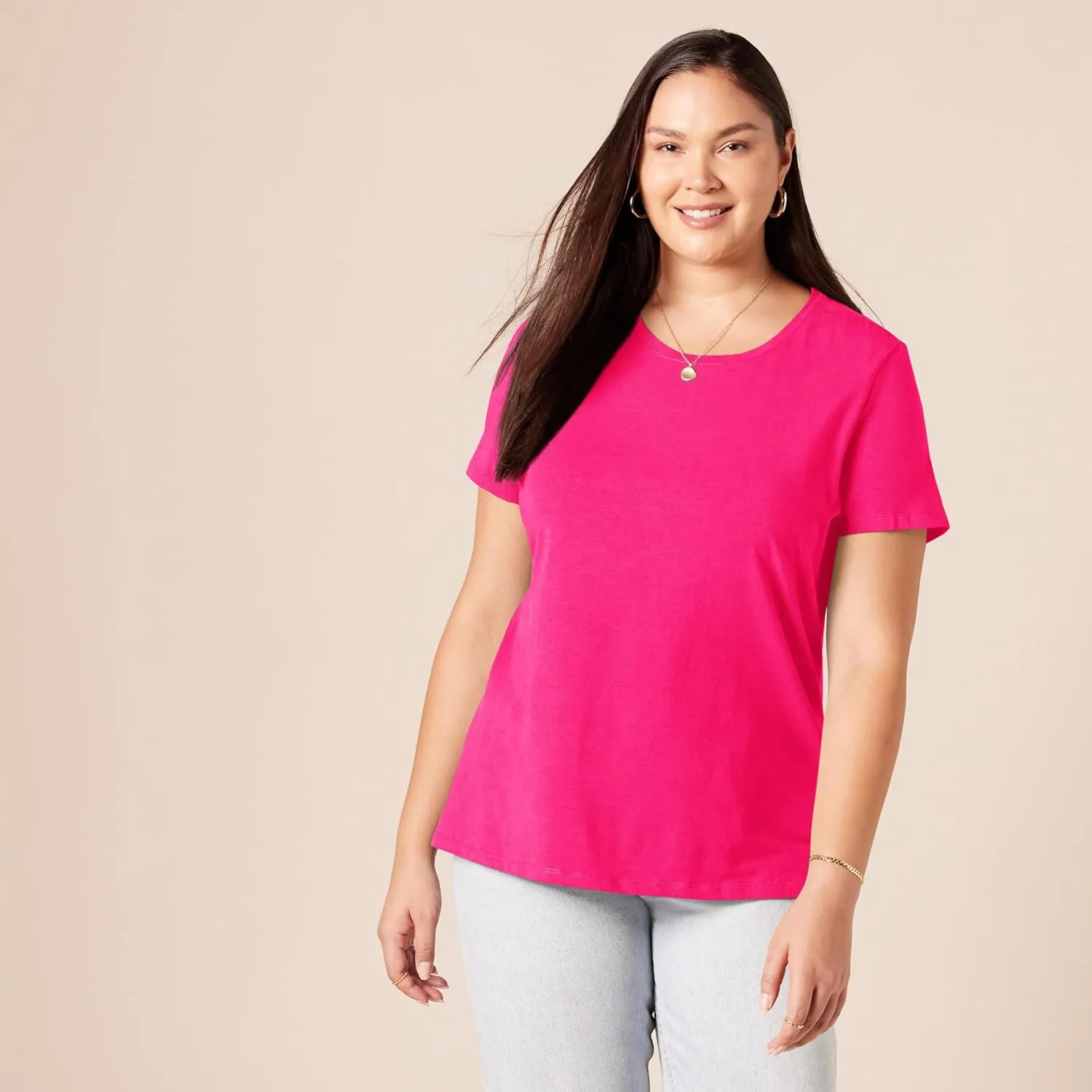 Amazon Essentials Women's Classic-Fit Short-Sleeve Crewneck T-Shirt, Multipacks