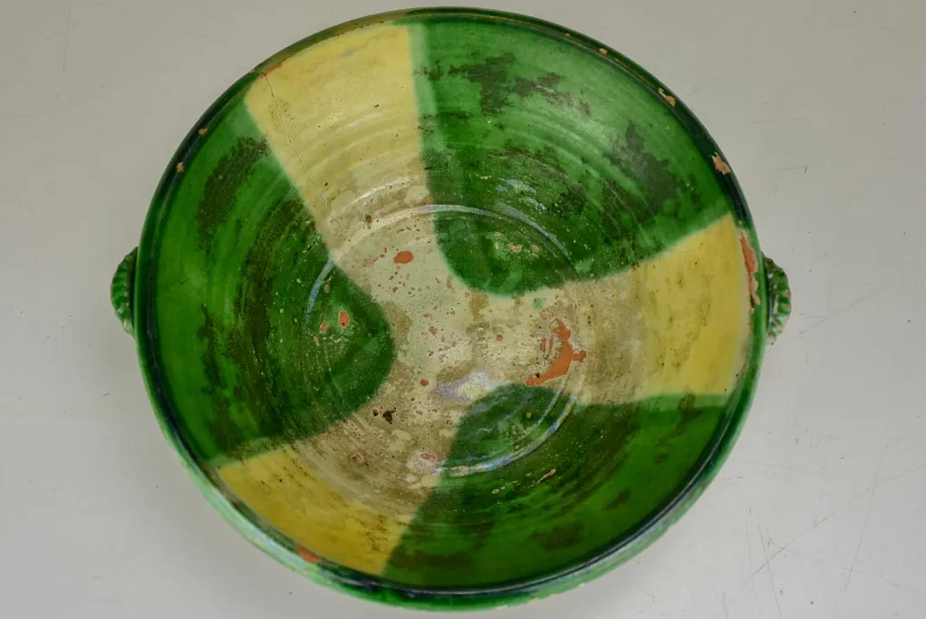 Antique Spanish bowl - green and yellow