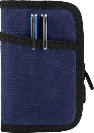 Baizoy Field Notes Notebooks Cover for 3.5 X 5.5 Inch Pocket Notebook Covers With Zipper Pen Holder,Water Resistant Journal Notebook Planner, Classy Waxed Canvas EDC Wallet (BLue)