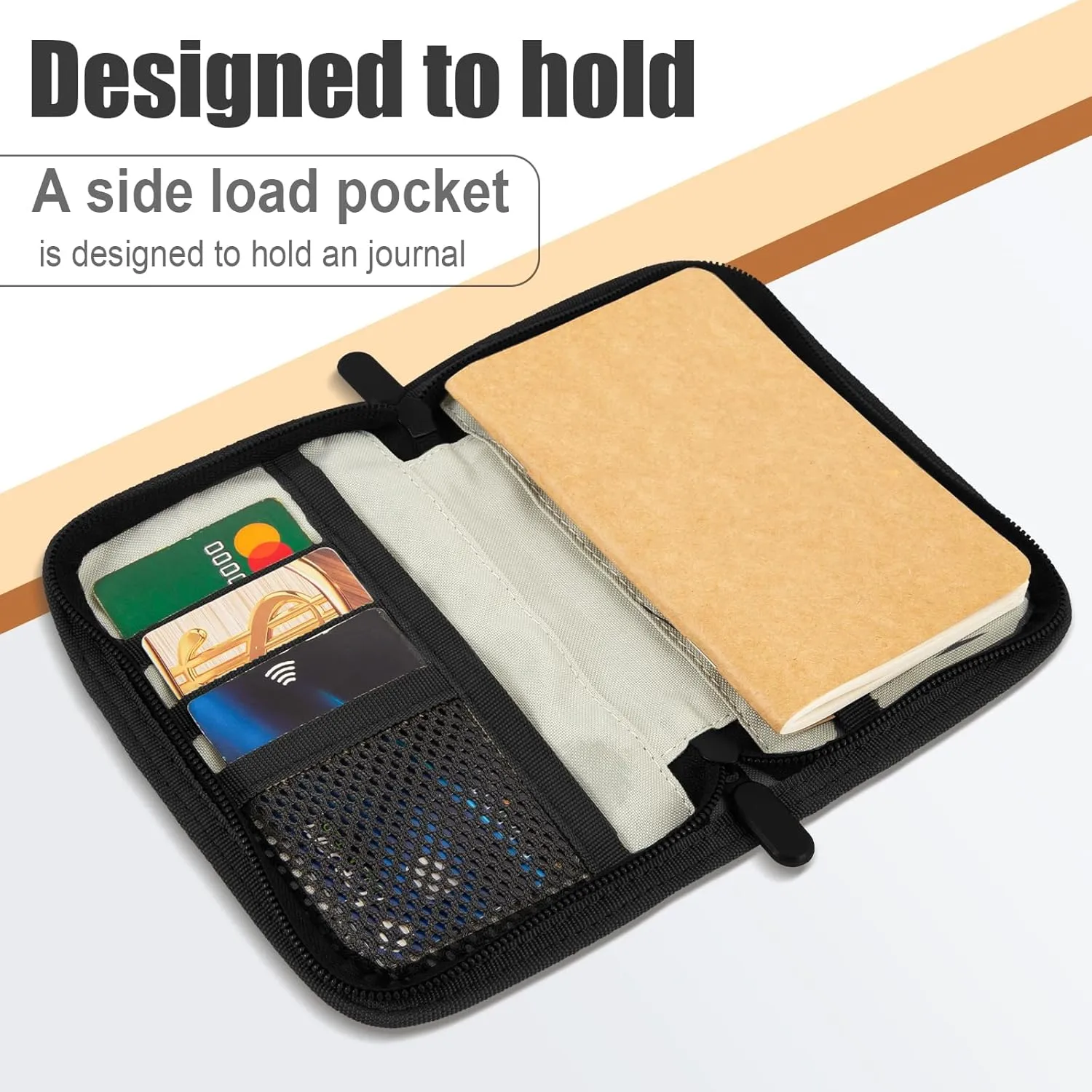 Baizoy Field Notes Notebooks Cover for 3.5 X 5.5 Inch Pocket Notebook Covers With Zipper Pen Holder,Water Resistant Journal Notebook Planner, Classy Waxed Canvas EDC Wallet (BLue)