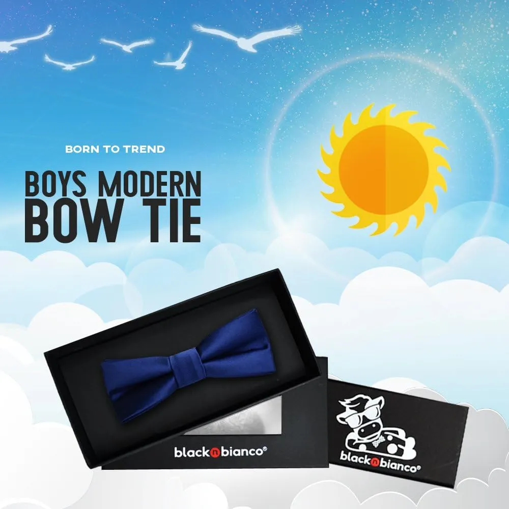 Black n Bianco Boys' Satin Modern Bow Tie Pre-Tied