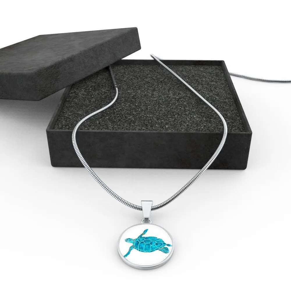 Blue Sea Turtle Necklace and Bangle Bracelet