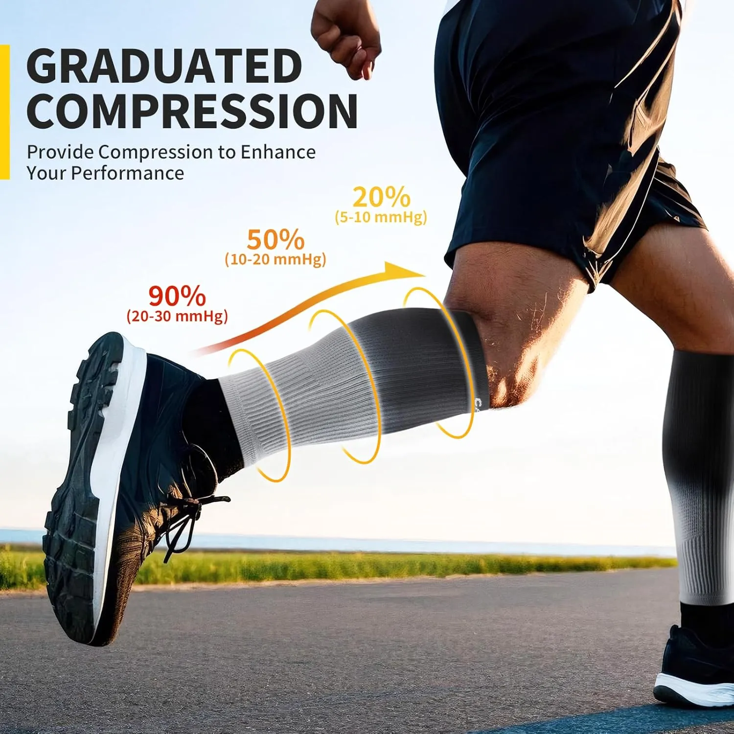 CAMBIVO Gradient Calf Compression Sleeves, 20-30 mmHg Medical Footless Compression Socks for Shin Splints, Leg Fatigue, Travel, Running, Standing & Daily Wear  Stylish & Comfortable Leg Support