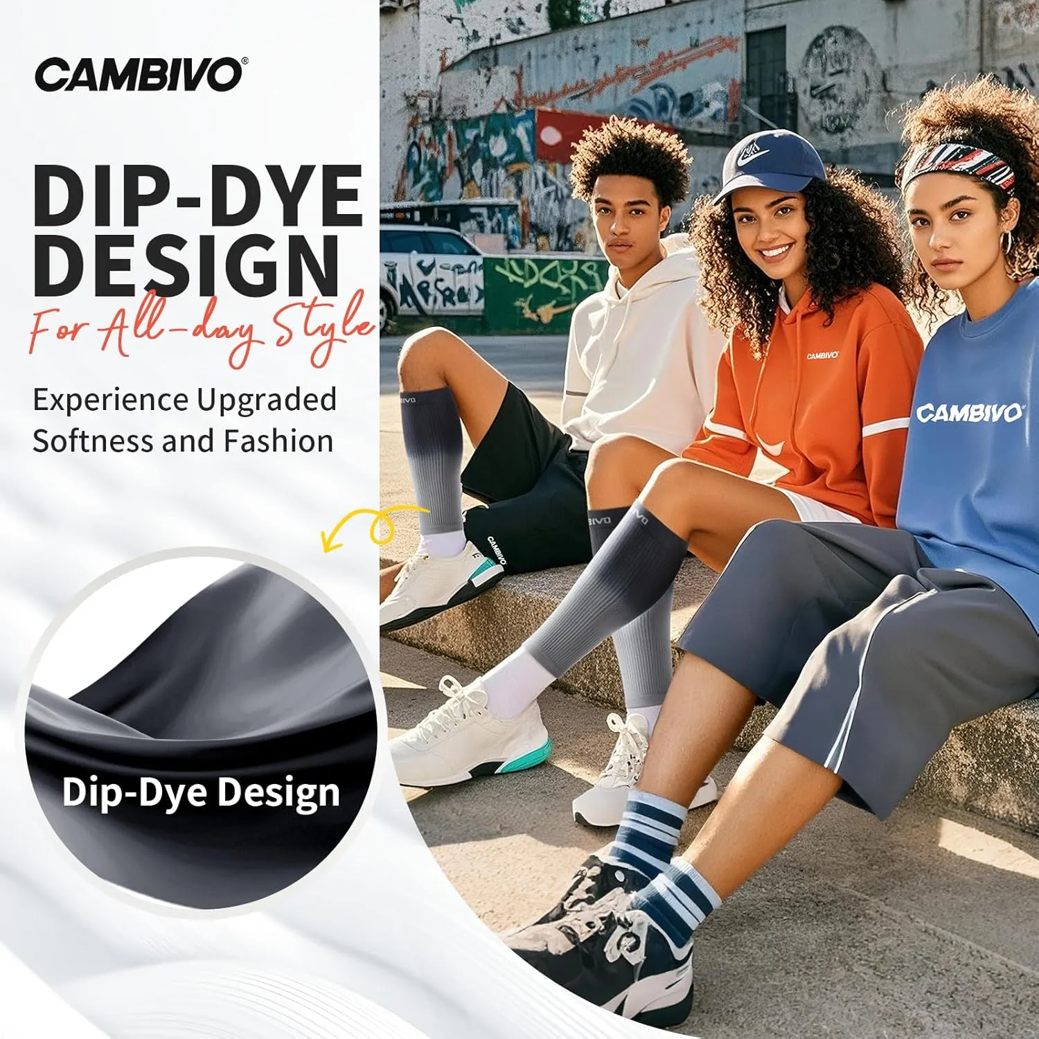 CAMBIVO Gradient Calf Compression Sleeves, 20-30 mmHg Medical Footless Compression Socks for Shin Splints, Leg Fatigue, Travel, Running, Standing & Daily Wear  Stylish & Comfortable Leg Support
