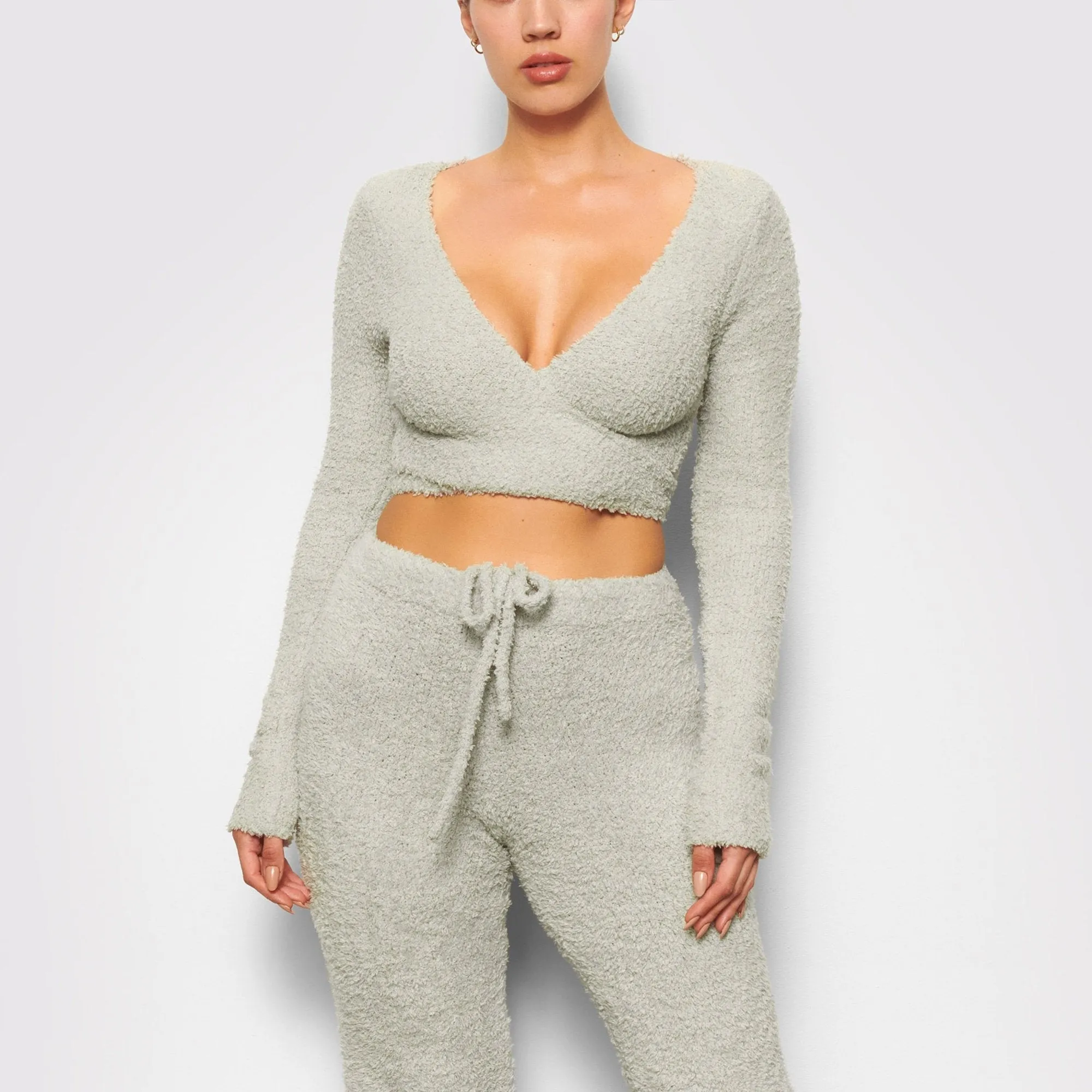 COZY KNIT WRAP TOP | AQUA