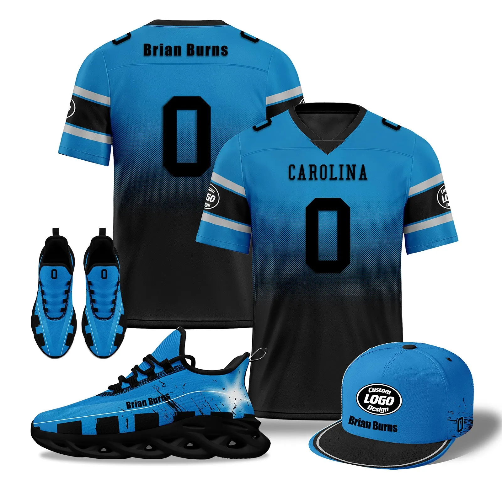 Custom Blue Black Carolina Football MaxSoul Shoes and Hat Combo Offer Personalized Combo ZH-D020268-5