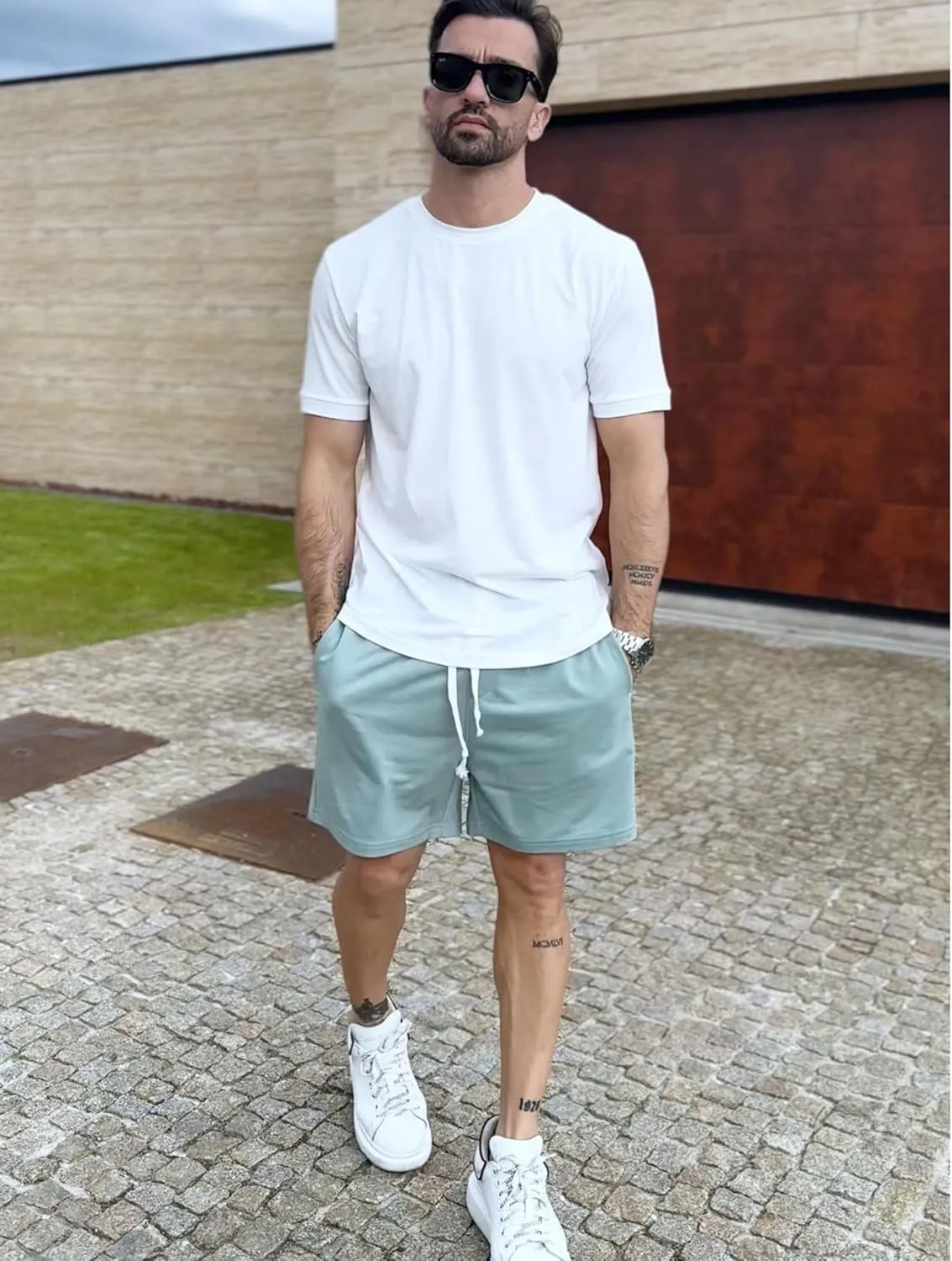 Deyeek 5.5 Inch Mens Pajama Shorts Sleep Cotton Lounge PJ Lightweight Elastic Waist Drawstring Nightwear Bottom with Pockets