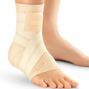 Flat Knitting Ankle Brace For Women&Men, 7-Zone Dynamic Compression Sleeve w/Flex Strap,Foot Support For Sports, Sprained Ankle, Achilles Tendonitis, Plantar Fasciitis Relief(Pack of1) L,Nude
