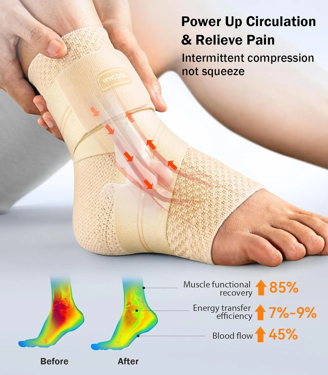 Flat Knitting Ankle Brace For Women&Men, 7-Zone Dynamic Compression Sleeve w/Flex Strap,Foot Support For Sports, Sprained Ankle, Achilles Tendonitis, Plantar Fasciitis Relief(Pack of1) L,Nude