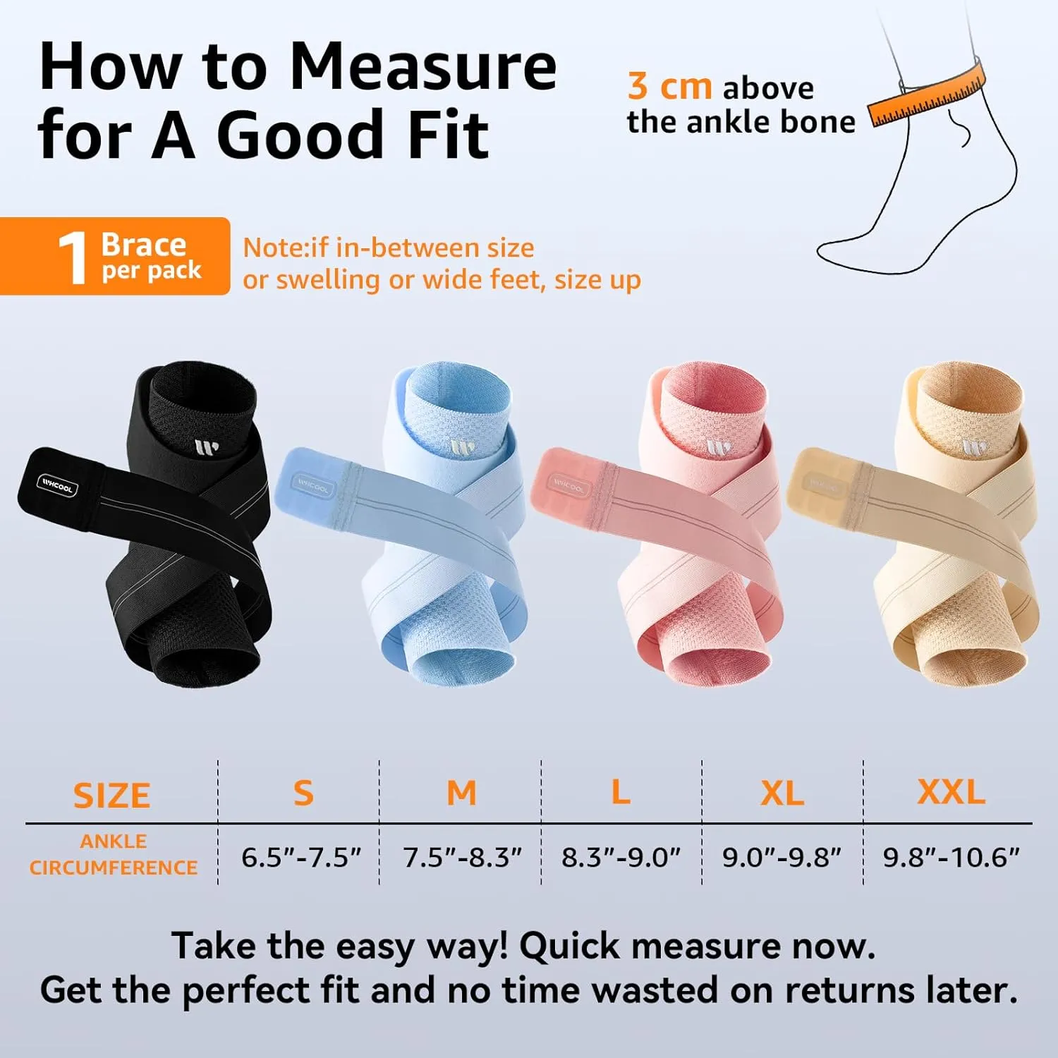 Flat Knitting Ankle Brace For Women&Men, 7-Zone Dynamic Compression Sleeve w/Flex Strap,Foot Support For Sports, Sprained Ankle, Achilles Tendonitis, Plantar Fasciitis Relief(Pack of1) L,Nude