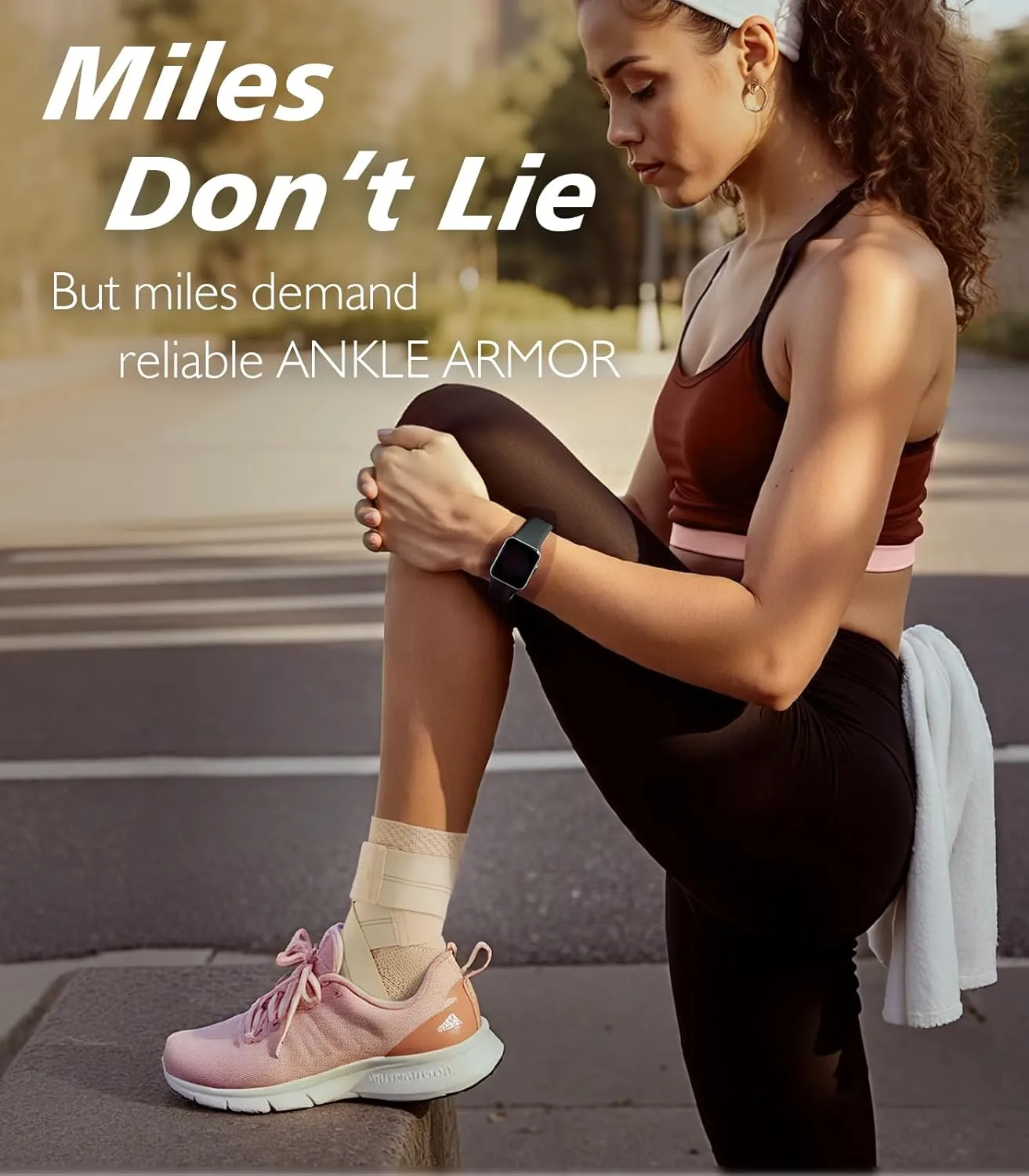 Flat Knitting Ankle Brace For Women&Men, 7-Zone Dynamic Compression Sleeve w/Flex Strap,Foot Support For Sports, Sprained Ankle, Achilles Tendonitis, Plantar Fasciitis Relief(Pack of1) L,Nude