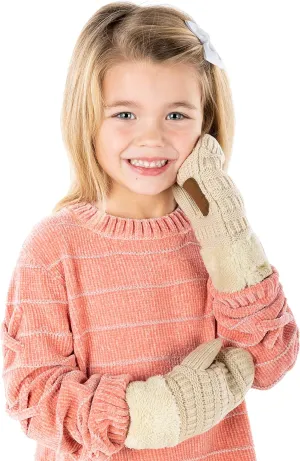 Funky Junque Exclusive Kids Gloves Winter Girls Mittens Soft Ribbed Knit Fuzzy Cuff Fleece for Unisex Boy Girl Toddler Baby