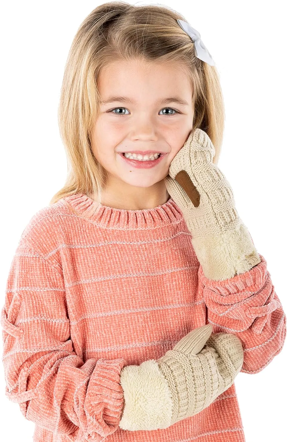 Funky Junque Exclusive Kids Gloves Winter Girls Mittens Soft Ribbed Knit Fuzzy Cuff Fleece for Unisex Boy Girl Toddler Baby