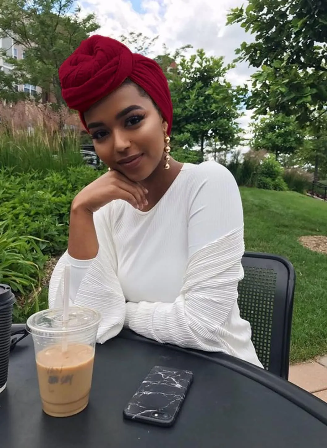 HOMELEX Head Wraps Turbans Stretch Jersey Knit Headwraps Wrap Turban Scarf Tie for Women