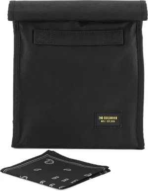 Insulated Lunch Bag for Men and Women - Rolltop Lunch Box with 2 Side Mesh Pockets and 1 Exteral Slip Pocket (Black)