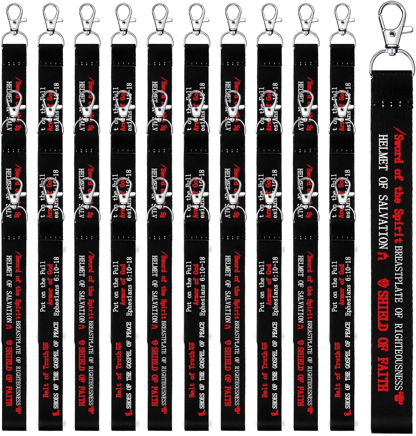 Kenning 50 Pcs Christian Father's Day Church Gift Put on the Full Armor of God Wristlet Keychains Ephesians 6: 10-18 Bible Verses Keyring Religious Church Gifts in Bulk for Men Father