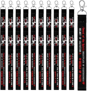 Kenning 50 Pcs Christian Father's Day Church Gift Put on the Full Armor of God Wristlet Keychains Ephesians 6: 10-18 Bible Verses Keyring Religious Church Gifts in Bulk for Men Father