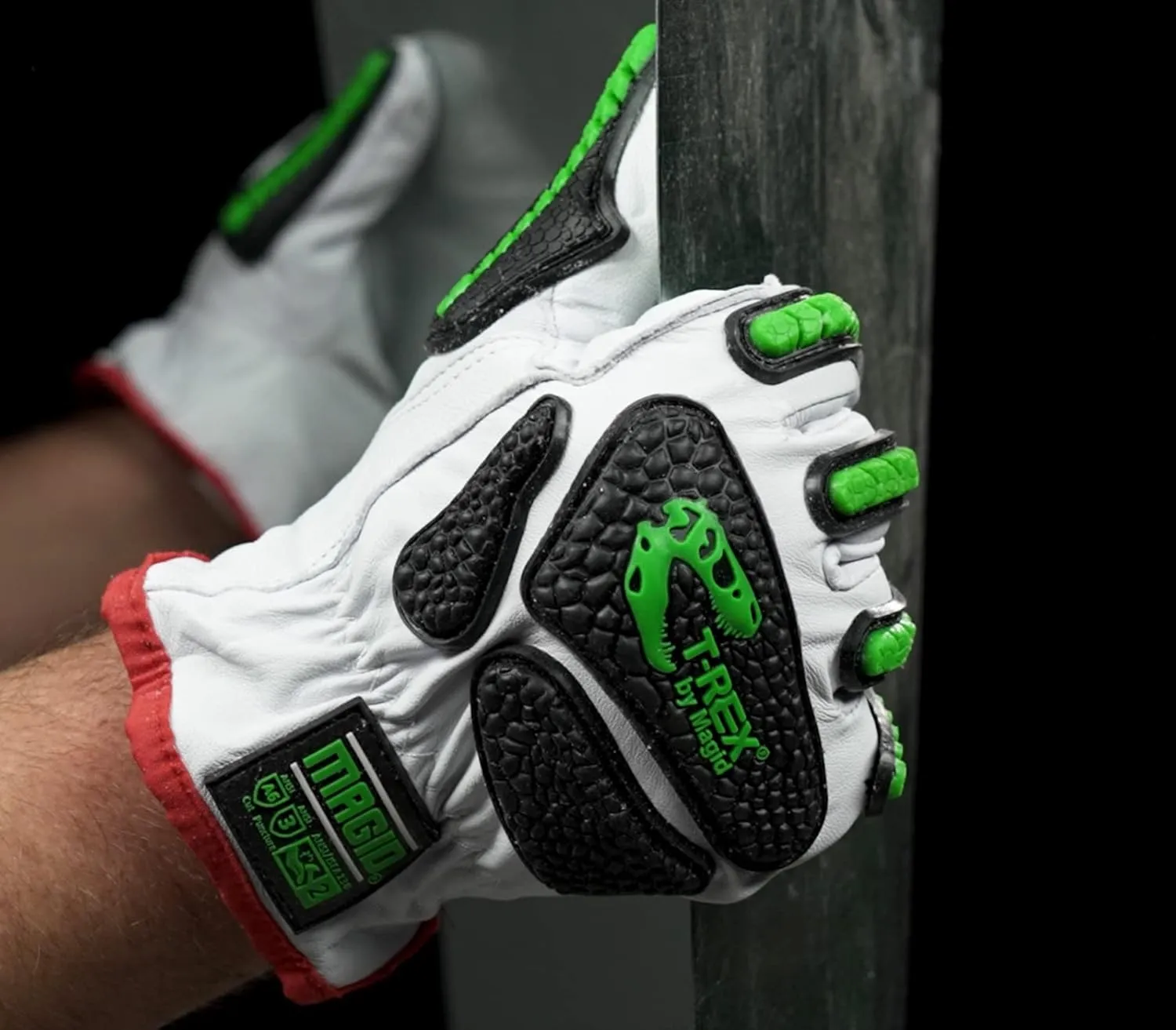MAGID T-REX Rebel Series TRX814 Goatskin para-Aramid Lined Driver Impact Glove  Cut Level A6-9/L (1 PR), White