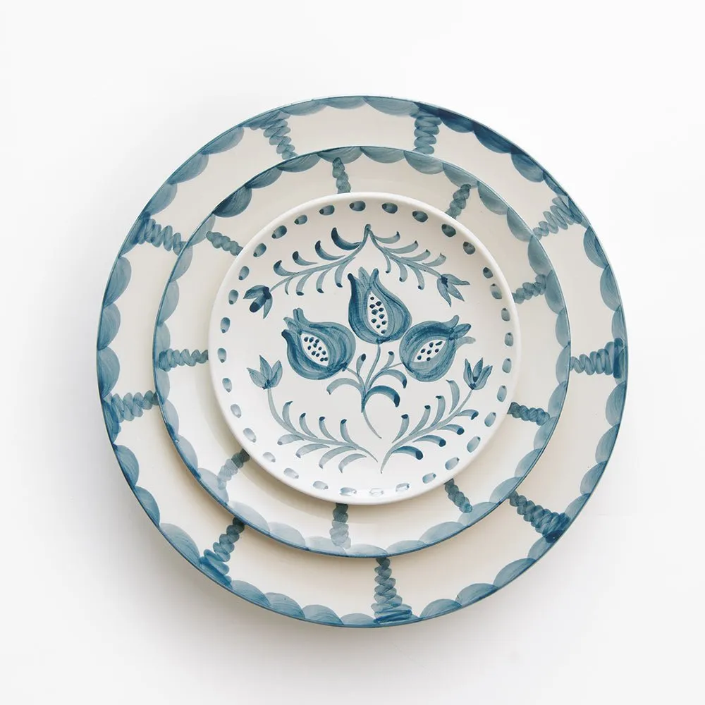 Pomegranate Trio Vine Teal Appetizer Plate | Set of 4