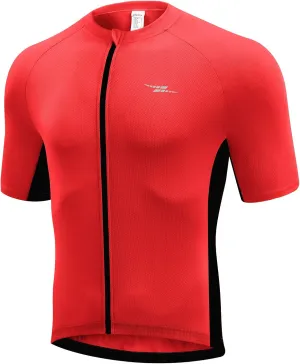 Przewalski Men's Cycling Jersey Bike Short Sleeve Full Zipper Bicycle Biking Shirts with 3 Rear Pockets Breathable