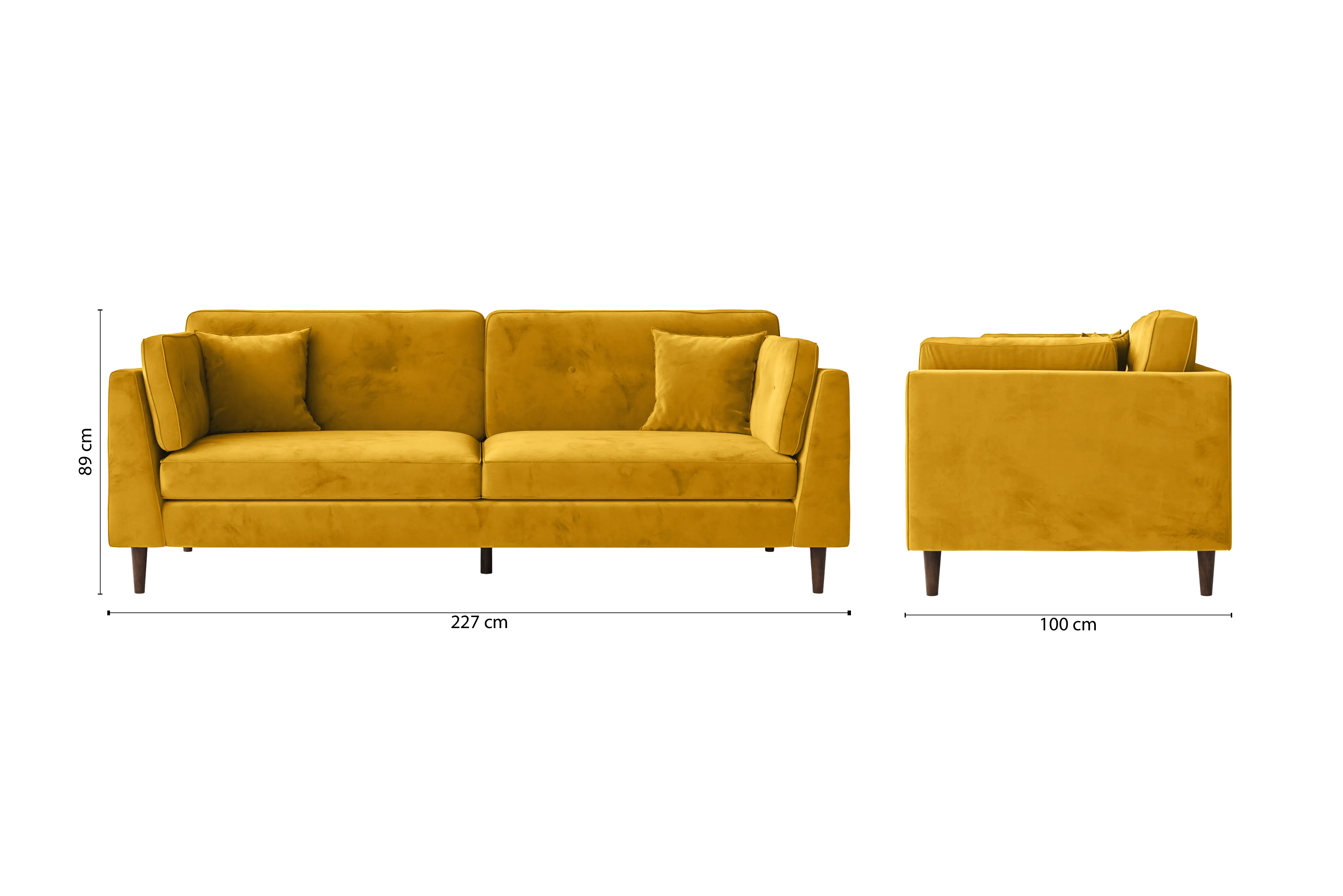 Ragusa 4 Seater Sofa Yellow Velvet