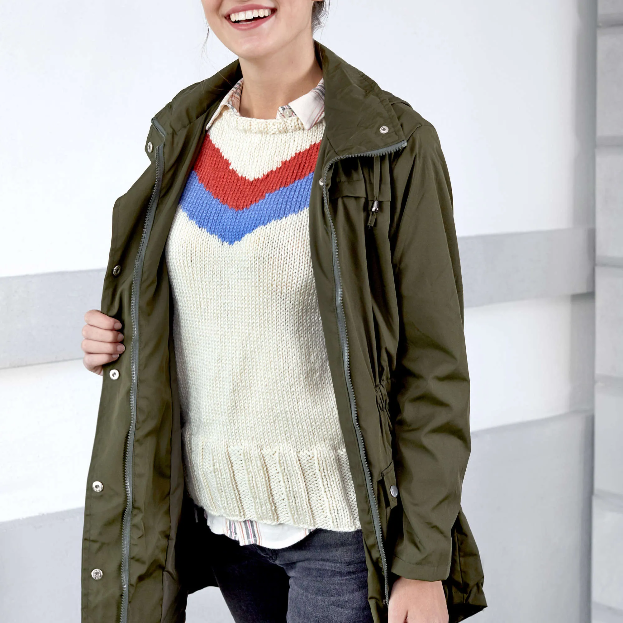 Red Heart Knit Chevron Duo Vest