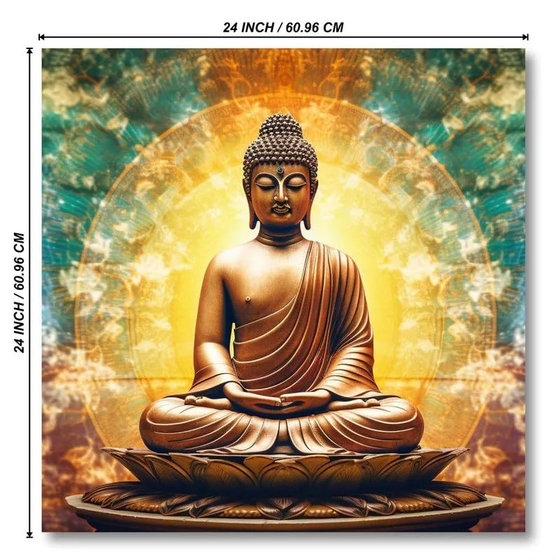 SAF paintings Wooden Framed Lord Buddha Canvas Wall Painting for Home Décor And Office||For Bedroom,Living Room Home wall and Office Interior 24X24Inch and Office CR-245