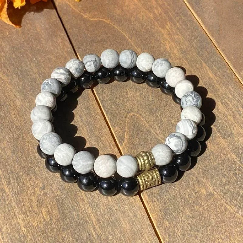 Stack Jasper and Black Onyx Bracelet