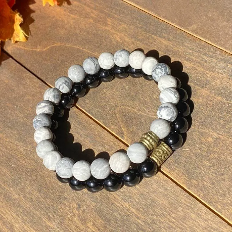 Stack Jasper and Black Onyx Bracelet