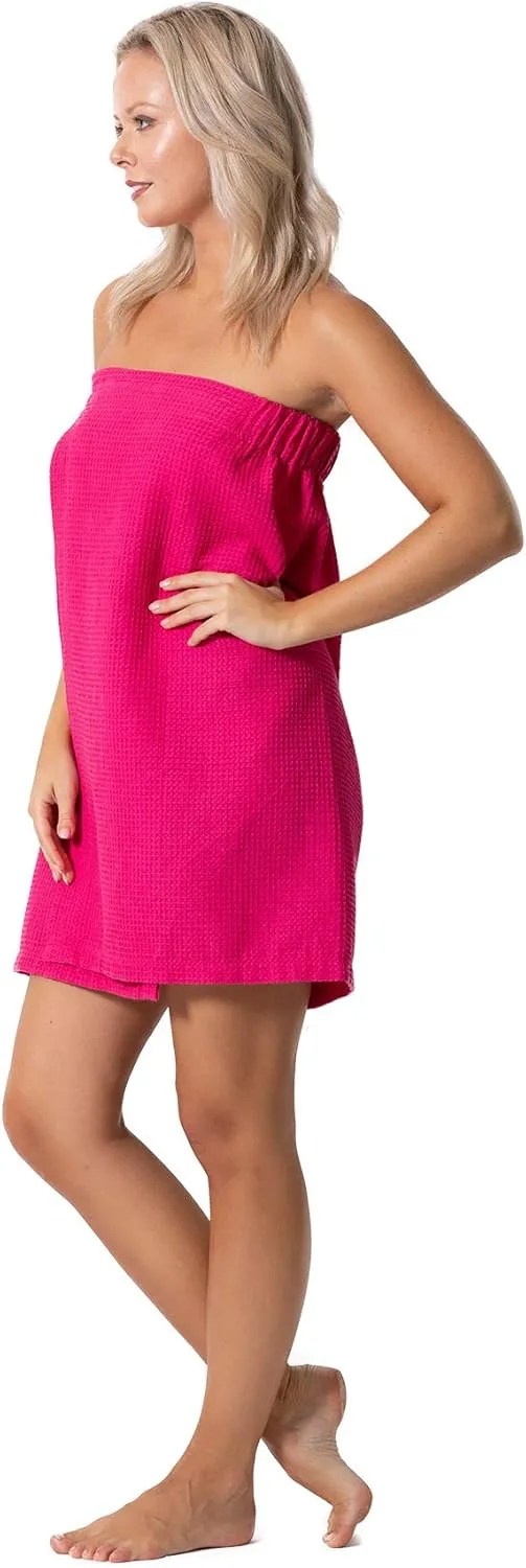 Turkish Linen Womens Waffle Spa Body Wrap with Adjustable Closure