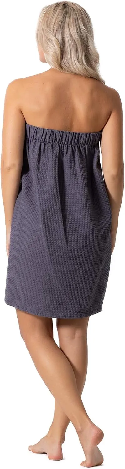 Turkish Linen Womens Waffle Spa Body Wrap with Adjustable Closure