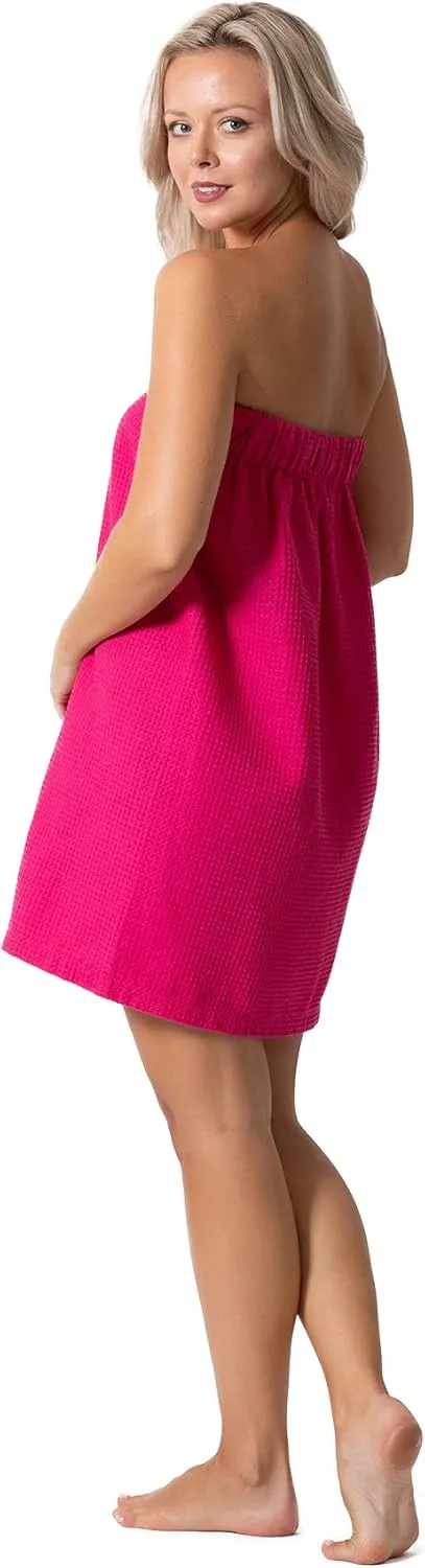 Turkish Linen Womens Waffle Spa Body Wrap with Adjustable Closure