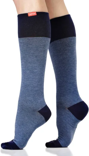 VIM & VIGR Cotton 15-20 mmHg Graduated Compression Socks for Women & Men (Heathered Navy, Small/Medium (1))