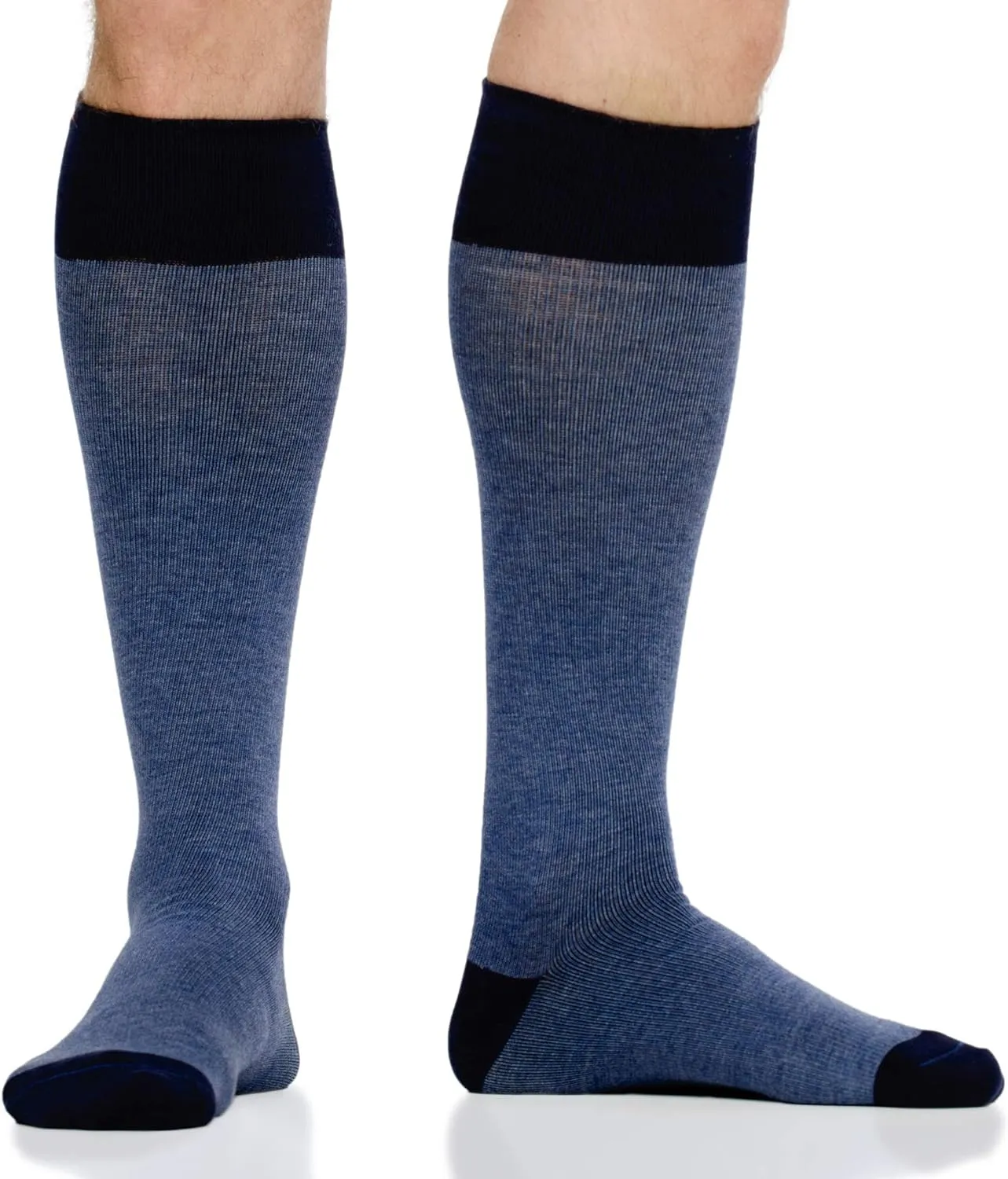 VIM & VIGR Cotton 15-20 mmHg Graduated Compression Socks for Women & Men (Heathered Navy, Small/Medium (1))