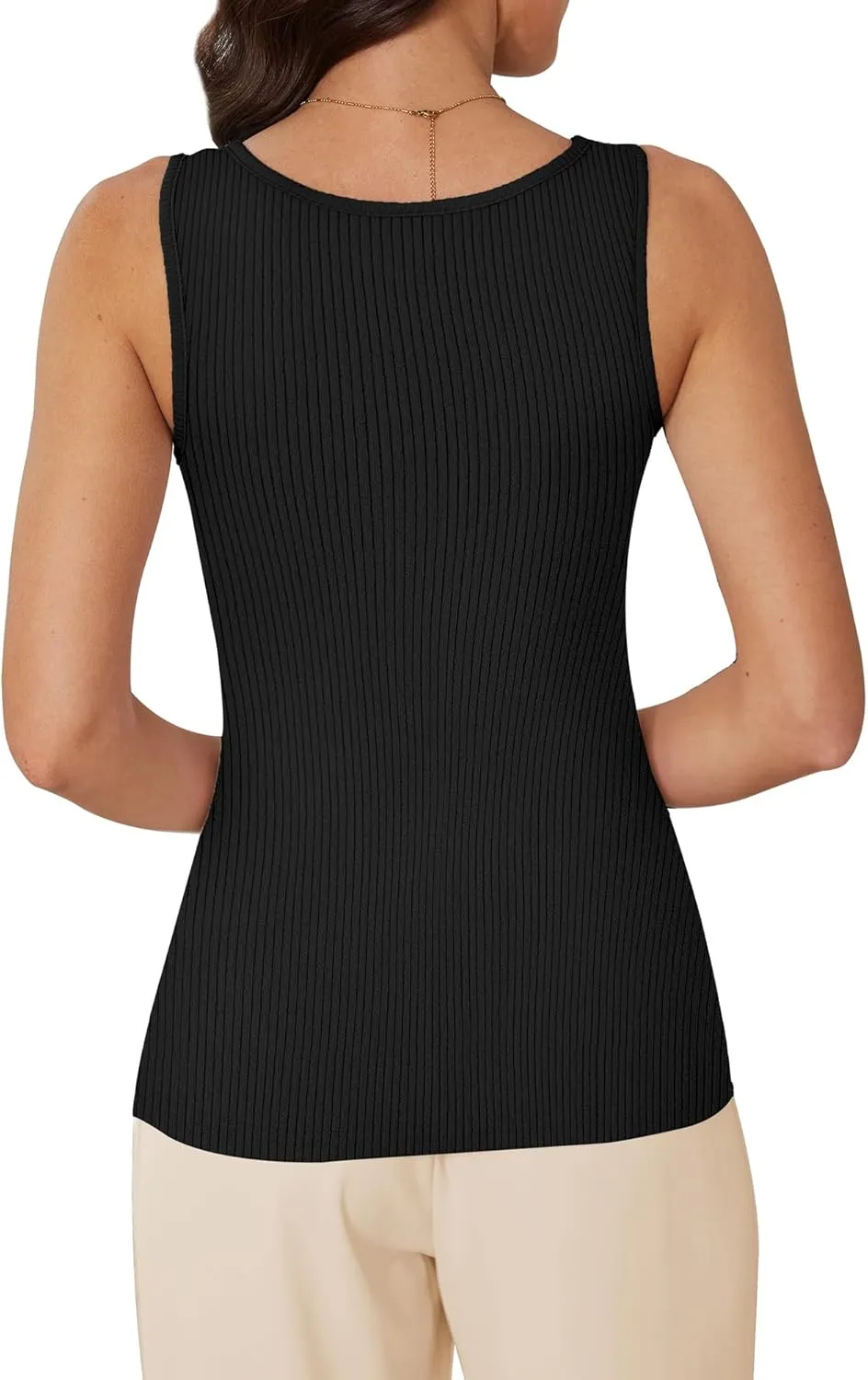 WIHOLL Womens Ribbed Tank Tops 2025 Summer Scoop Neck Slim Fitted Tops Casual Basic Knit Sleeveless Shirts