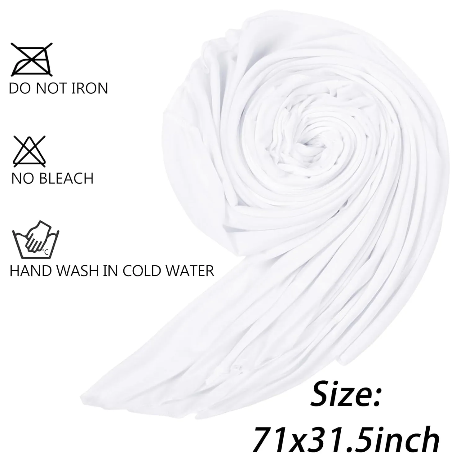 WOVOWOVO Head Wraps for Black Women Stretch Head Scarf Long African Hair Wraps, White