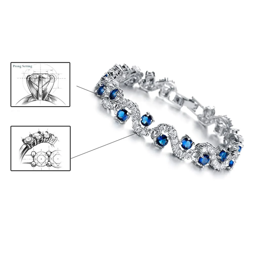 Yellow Chimes Bracelet for Women and Girls Crystal Bracelets for Women | Silver Toned Blue Crystal Studded Valentine Bracelet | Birthday Gift For girls and women Anniversary Gift for Wife